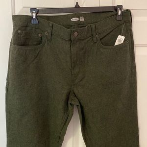 Old Navy twill dark green relaxed slim denim flex pants